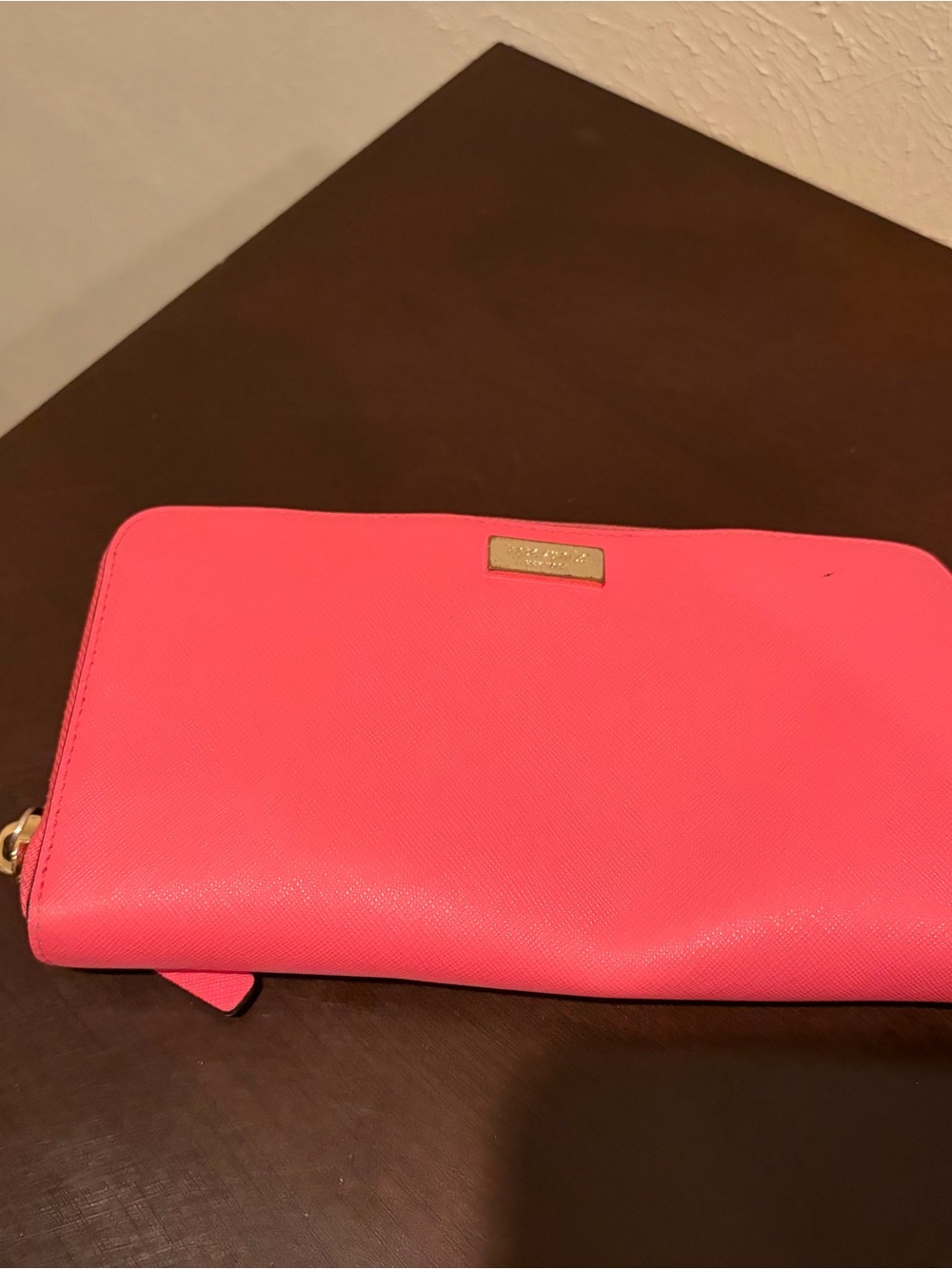 Kate Spade wallet - Pink Women's Zip Wallet - Gold Plate Accent